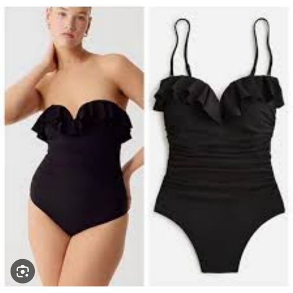 J. Crew Other - J. Crew Black Ruffle One-Piece Swimsuit